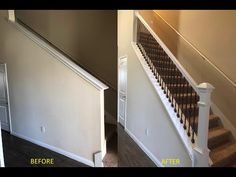 before and after shots of a stair case