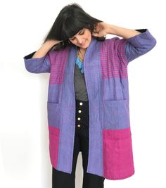 QUILTED REVERSIBLE WIKSTEN UNFOLDING JACKET Wiksten Haori, Patchwork Clothes, Quilt Coat, Quilted Clothes, Womens Kimono, Coat Patterns, Quilted Coat, Diy Dress