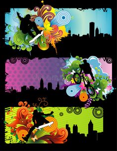 Extreme sports vector stock illustration City Background Illustration, Urban Background, Sports Vector, Y2k Background, City Background, Design Movements, Vector Shapes, Background Illustration