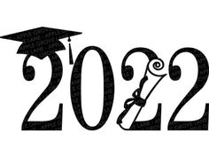 the numbers 2012 are decorated with graduation caps and tassels as well as a scroll