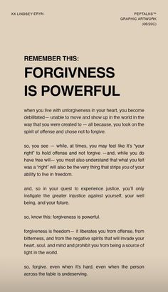 an advertisement with the words,'forgingness is powerful'in black and white