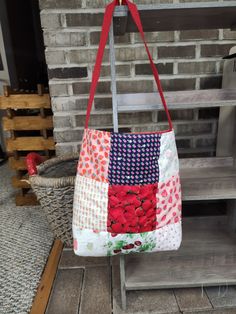 The strawberry tote bag is super cute. I quilted the bag on my sewing machine and the batting is Quilters Dream batting. The bag is fully lined has a pocket and a snap closure, and has one strap that is 30 inches long. You will love this fun, handmade bag. The bag is 12 X 12 X 4 It can be used for books, laptop, purse, shopping bags, gym bags, work bags, beach bags, overnight bags, school bag, knitting bags diaper bag Wash on cold. I don't pre-wash, washing on cold would help reduce any bleeding or shrinking and is definitely more gentle on fabrics. Line dry! I either lay them over a clothes line or lay flat on a dry towel. Strawberry Tote Bag, Strawberry Love, Laptop Purse, Strawberry Bag, I Pad, Bag Knitting, Pink Strawberry, Knitting Bags, Bags School