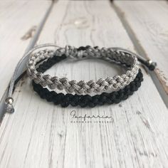 "These lovely bracelets are made with nylon cord. Designed for couples. The \"Hers\" bracelet is gray color and closes to around 6\"inches. It opens to around 9\" inches. The \"His\" bracelet is color black and closes to around 7\" inches. It opens to around 10\" These bracelets are perfect for couples. Includes Gift Box if you buy the set. Please feel free to contact me if you have any questions. Want a custom order? Don't see your country listed for shipping? Have any questions? Send a convo o Handmade Gray Bracelets For Everyday, Everyday Handmade Gray Bracelets, Silver Adjustable Everyday Bracelets, Silver Bracelets With Adjustable Band For Everyday, Everyday Silver Bracelets With Adjustable Band, Casual Gray Bracelets For Everyday, Minimalist Silver Braided Bracelet With Adjustable Cord, Silver Minimalist Braided Bracelet With Adjustable Cord, Casual Silver Bracelets With Adjustable Cord