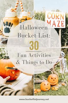 halloween bucket list with pumpkins and other things to do