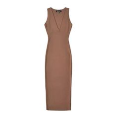 Lasaky - Sleek Deep V-neck Sleeveless Bodycon Dress in Solid Color Wrap Around Skirt, Sleeveless Bodycon Dress, Brown Outfit, Types Of Skirts, Collar Dress, Olivia Mark, Deep V Neck, Types Of Collars, Deep V