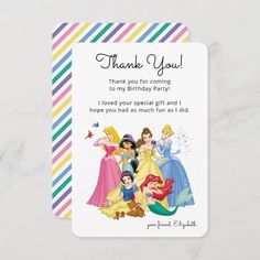 a thank card with princesses on it