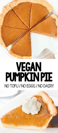 vegan pumpkin pie with whipped cream on top