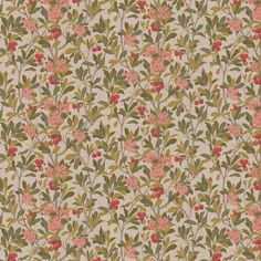 an old wallpaper with pink flowers and green leaves