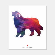 a colorful dog sticker on a white background