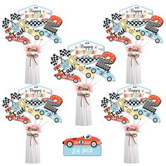 PRICES MAY VARY. Two Fast Birthday Centerpieces: Vintage two fast birthday decorations include 24pcs double-sided printing cards in 6 different shapes, 24pcs white sticks and 48pcs adhesive dots for easy assembly. Retro two fast birthday decorations are perfect for boys' 2nd birthday party. Multiple Application: Race car centerpiece sticks can be used as centerpiece sticks to put in the vase, bottle and other contains. But don’t forget, it also can be used as cake topper, banner, photo booth pro Car Birthday Decorations, Car Centerpieces, Race Car Birthday Decorations, Retro Race Car, Vintage Race Car Birthday, Kids Party Centerpieces, Race Car Themes