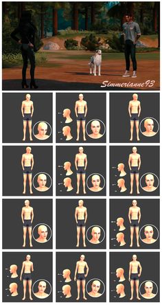 the animation character poses are shown in multiple different positions, including an adult and child's body