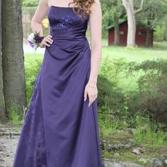 Dark Purple Bridesmaid Or Prom Dress. One Was Worn Once, The Other Not At All. Both Exactly The Same. Perfect Condition With A Beautiful Design On The Top And Side. One Is A Size 12 The Other Is A Size 2. Long, Straight Dress. Long Straight Dress, Bridesmaid Dress Color, Purple Bridesmaid, Purple Bridesmaids, Bridesmaid Dress Colors, Davids Bridal Dresses, Dress Bridesmaid, Straight Dress, Davids Bridal