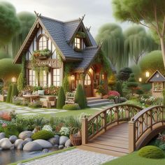 Anime Houses, Forest Houses, Paradise Pictures, Fairytale Cottage, Build Inspiration, Village House Design, Village House, Forest House, Sims 4 Build