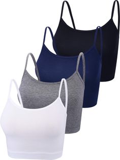 PRICES MAY VARY. Package contents: you will get 4 pieces of basic crop tops for women in various colors, enough quantity for you to choose and have a different wearing enjoyment Comfortable material: the sleeveless crop tank top is made of spandex, soft and lightweight, have good elasticity and breathability, comfortable for you to wear for a long time Various sizes: in order to give you a better wear experience, these cute crop tops have various sizes for you to choose, fit for most women and g Basic Crop Tops, Spaghetti Strap Crop Top, Cute Crop Tops, Cropped Tops, Sport Dress, Cropped Cami, Cami Crop Top, Best Wear, Bustiers