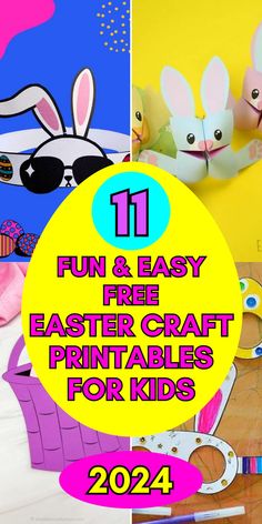 four different pictures with the words fun and easy easter crafts for kids to do on paper