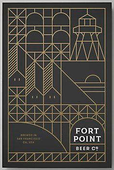 the front cover of fort point beer co's book, with an image of a lighthouse