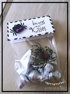 a bag of kisses with a spider on it