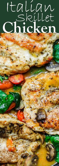 grilled chicken with spinach, peppers and mushrooms