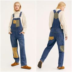 Slouchy Overalls Featured In A Cotton-Linen Blend Featuring Patch Detailing. Bib Pocket Adjustable Straps Button Closures On The Waist Four-Pocket Style Button Fly 81% Cotton, 19% Linen Measures Approximately 18" Flat Across Waist, 22" Flat Across Hips, 37" Pant Leg, 27" Inseam, 11.5" Front Rise, 50" Excluding Straps No Trades Patched Overalls, Slouchy Overalls, Farmer Overalls, Free People Overalls, Black Denim Overalls, Linen Overalls, Vintage Overalls, Black Overalls, Denim Overall Dress