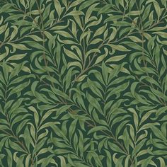 a green wallpaper with leaves on it