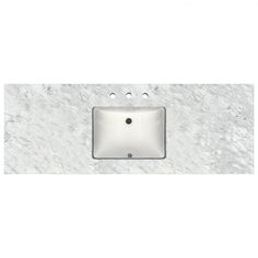 a white bathroom sink sitting on top of a marble countertop next to a wall mounted faucet