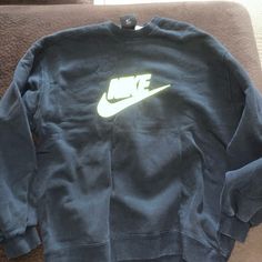 Vintage Rare Swoosh Volt 90s Nike Premier Soccer Training Sweatshirt Pullover Large Used Condition See Pics Nike Sweaters, 90s Nike, Nike Sweater, Soccer Training, Sweaters Crewneck, Pullover Sweatshirts, Men's Nike, Black N Yellow, Black Nikes