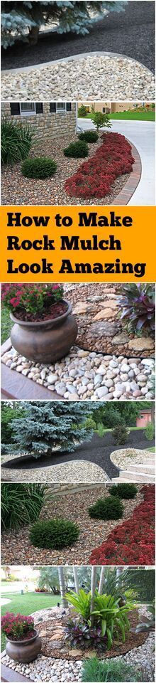 the steps are made out of rocks and gravel with plants growing in them, along with text that reads how to make rock mulch look amazing