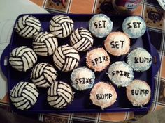 some cupcakes that are sitting on a tray with the word bump written on them