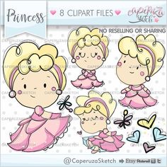 the princess clipart files are available for use on personal and commercial paper crafts or scrapbooking