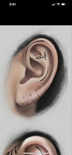 an ear is shown with arrows pointing up to the side and behind it are two different images