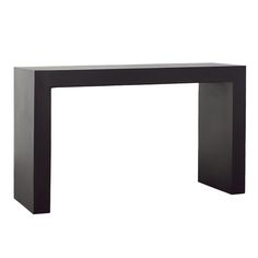 a black console table on a white background