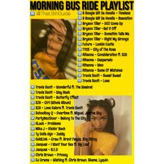 an advertisement for the morning bus ride playlist, featuring two women in yellow shirts