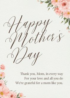 a mother's day card with pink flowers