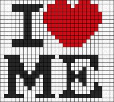 a cross stitch pattern with the word i love tokyo in black and white, on top of a red heart