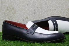 "Introducing our Men's New Handmade Blue & White Leather Loafer Slip-On Boots, the epitome of versatile footwear. Crafted with care and precision, these boots seamlessly blend formal elegance with casual charm. The combination of blue and white leather exudes a contemporary aesthetic, making them a stylish choice for any occasion. Whether for formal dress or casual wear, these slip-on boots offer both comfort and sophistication. Elevate your footwear collection with these exquisite handmade shoes that effortlessly combine style and functionality. Step into timeless elegance with our Men's New Handmade Blue & White Leather Loafer Slip-On Boots. #HandmadeShoes #BlueWhiteLeather #LoaferBoots #SlipOnBoots #MensFashion #FootwearEssentials #FashionStatement #Craftsmanship" Laceup Boots, Bespoke Shoes, Slip On Boots, Loafers Shoes, Shoes Blue, Footwear Collection, Contemporary Aesthetic, Handmade Shoes, Shoes For Men