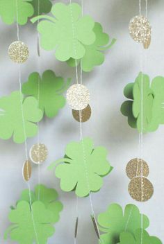 Shamrock Decorations, San Patrick Day, Shamrock Garland, Fete Saint Patrick, Paper Garlands, Irish Decor