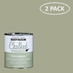 two cans of rust - oleum chalked late green paint with the text, 2 pack