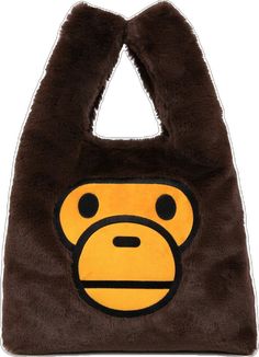 Casual Top Handle Shoulder Bag With Logo, Casual Brown Bag With Logo, Fur Tote Bag, Baby Milo, Ape Bape, Bathing Ape, Face Design, A Bathing Ape, Things To Buy