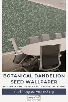 the botanical dandelion seed wallpaper is available in several colors and sizes, including green