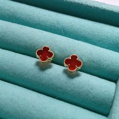 18k Yellow Gold Red Clover Stud Earrings 6mm Flower New Lightweight Cute Unbranded Jewelry Lightweight Approx 1.0g Red Clover Flower Stud Earrings Unbranded Jewelry Or For 2nd Piercing, Or For Kids And Adult Designer Red Earrings For Formal Occasions, Luxury Yellow Gold Flower Earrings As Gift, Luxury Yellow Gold Flower Earrings For Gift, Luxury Rose Gold Flower Earrings For Gift, Elegant Red Flower Earrings, Luxury Red Flower Shaped Jewelry, Luxury Red Flower-shaped Jewelry, Fine Jewelry Red Flower-shaped Jewelry, Fine Jewelry In Red Flower Shape