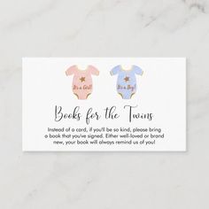 two baby shower gift tags with the words, dearly regale and thanks for the twins