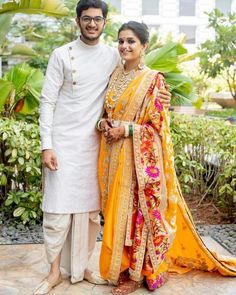 Nauvari Saree, Indian Couple, Couple Wedding Dress, Indian Wedding Couple Photography