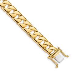 an 18k yellow gold bracelet with a white square charm on the clasp and two rows of