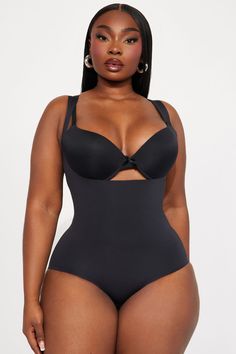 Available In Black And Nude. Medium Support - Mid level compression & support Shapewear Bodysuit Open Cup, Wear Your Own Bra! Light Smoothing Compression Snap Bottom Closure Stretch Moderate Back Coverage Final Sale 80% Polyamide 20% Spandex Imported | Feeling Good Smoothing Shapewear Bodysuit in Black size Small by Fashion Nova Smoothing Shapewear, Shapewear Bodysuit, Feeling Good, Lingerie Sleepwear, Black Bodysuit, Shapewear, Fashion Nova, Final Sale, Black Fashion