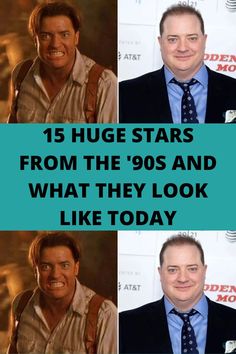 four pictures of men in suits and ties with the words, 15 huge stars from the'90s and what they look like today