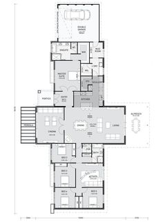 the floor plan for a two story house with three levels and an open living area