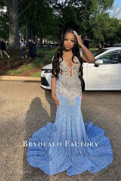 Sleeveless Blue Horsehair Chapel Train Rhinestone Prom Dress Silver Blue Prom Dress, Light Blue And Silver Prom Dress, Blue Silver Prom Dress, Sleeveless Blue Prom Dress, Blue Prom Dresses Black Women, Blue And Silver Prom Dress, Blue And Gold Prom Dress, Rhinestone Prom Dress, Prom Dresses Long Blue