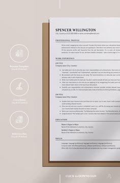 a professional resume template is shown on a wooden frame, with the text below it