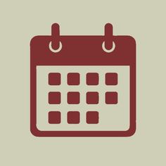 a red and white calendar icon on a beige background