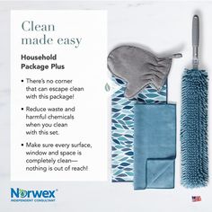 an ad for norwex showing the cleaning supplies